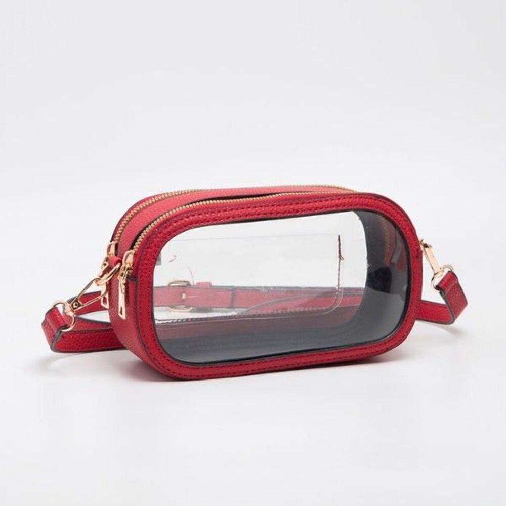 Womens Bag RED Crossbody Transparent Stadium Approved Superbowl Adjustable Strap